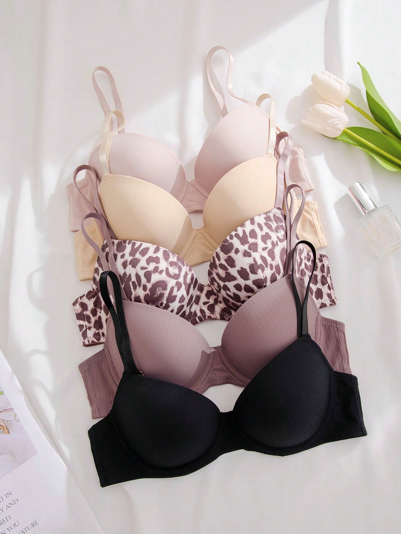 5pcs Solid Underwire Bra