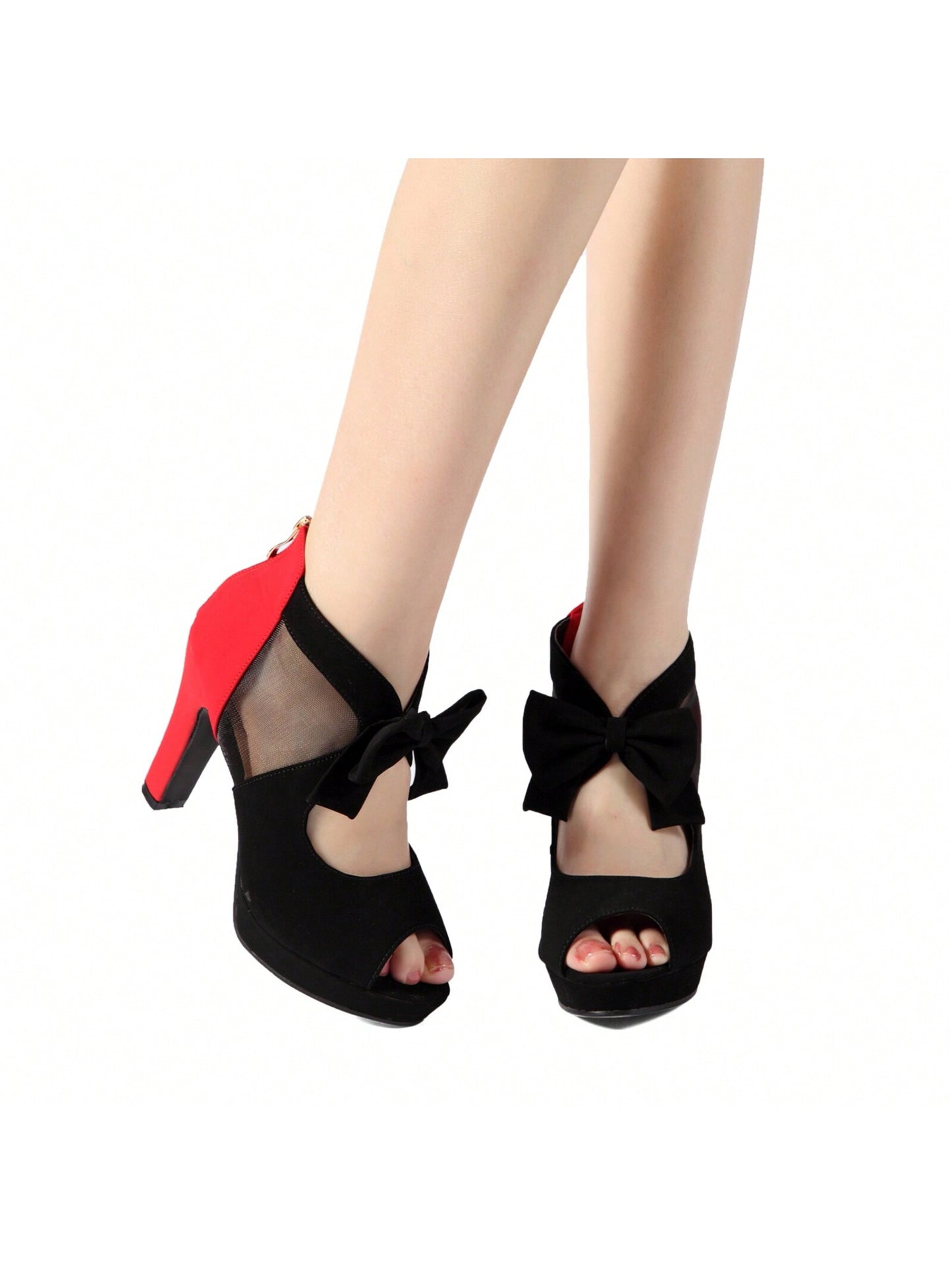 Open Toe Women Platform High Heel Shoes Bows Strappy Sandals