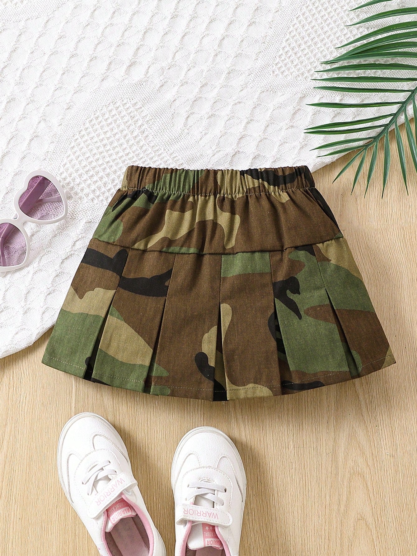 Young Girl's New Style Camouflage Utility Skirt With Sweet Pleats For Street Style