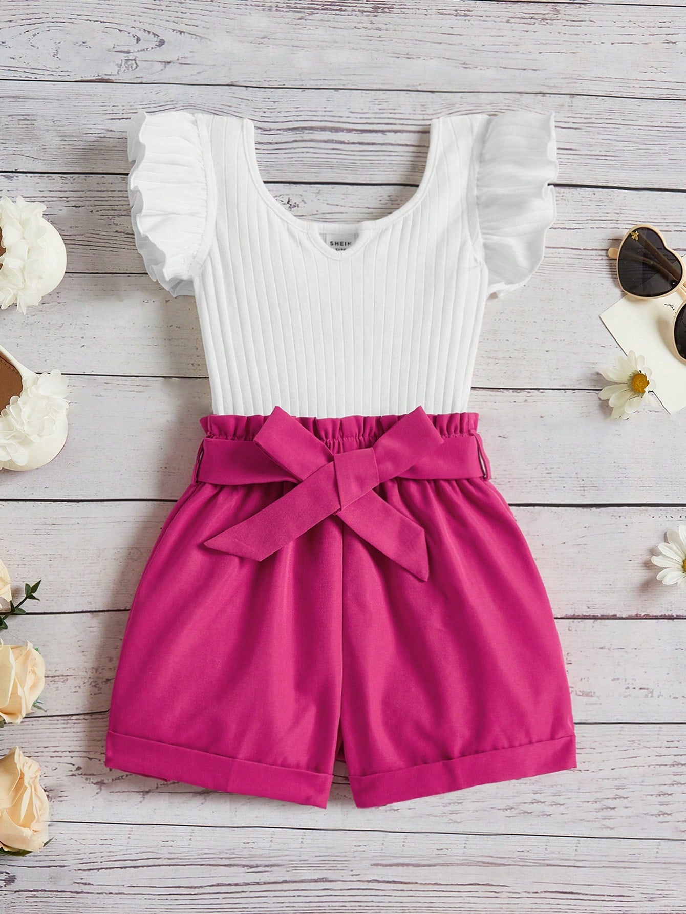 Young Girl Casual Color Block Short Sleeve Jumpsuit