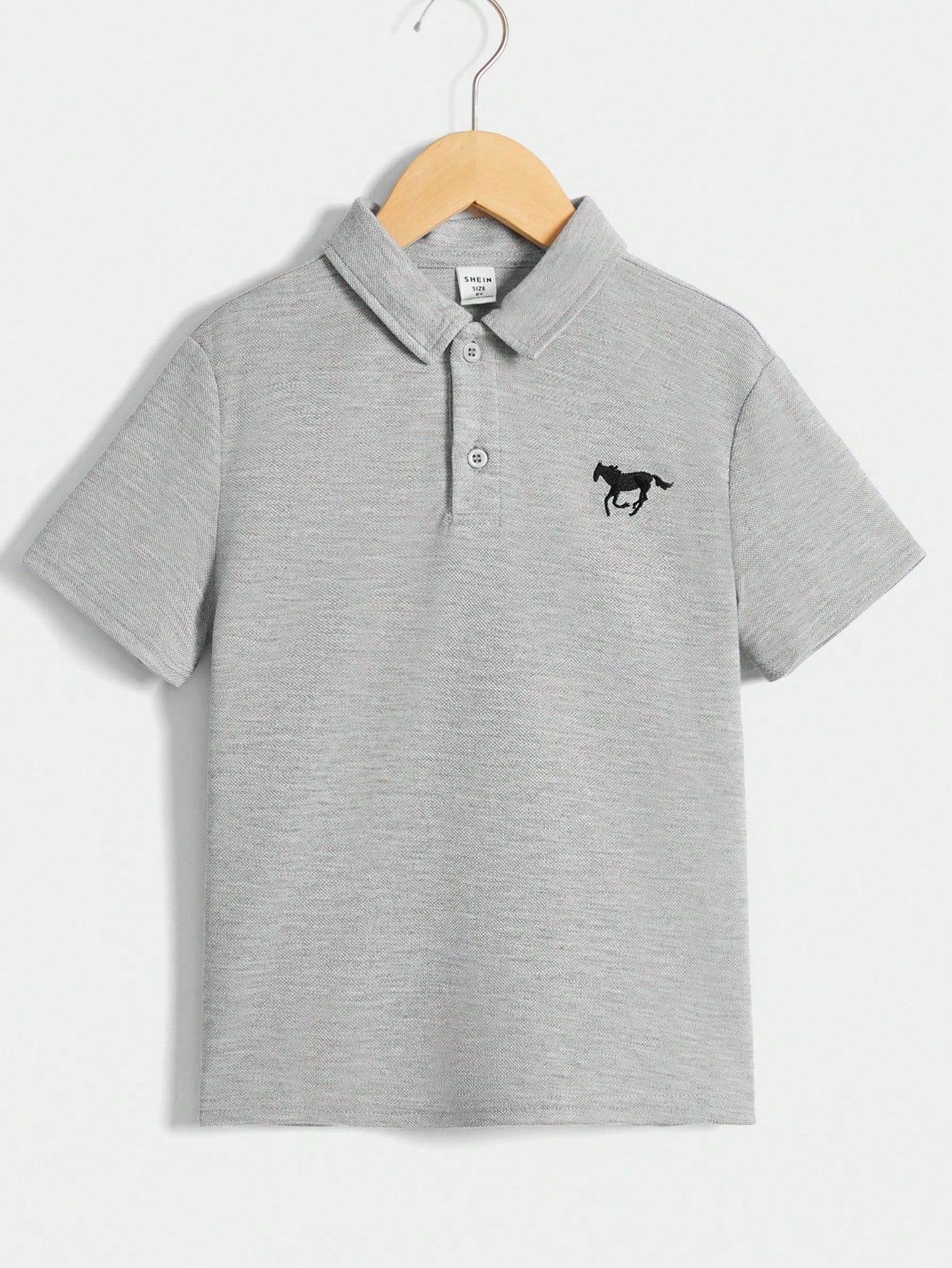 Tween Boy Casual Comfortable Polo Shirt With Horse Embroidery