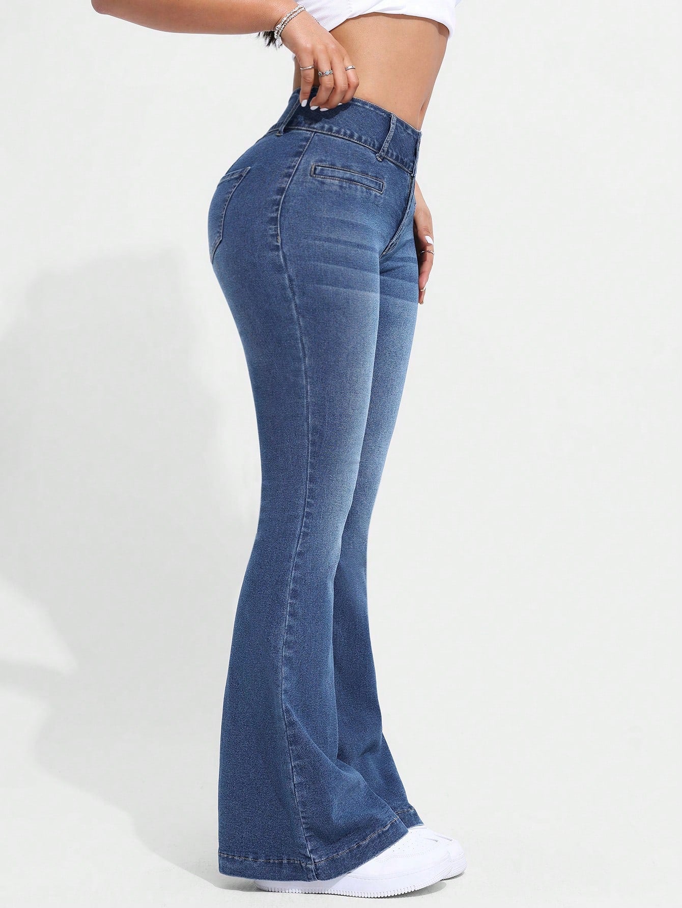 Wide-Waisted Flared Jeans