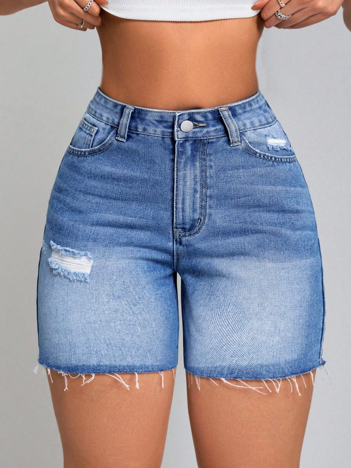 Women's Ripped Denim Shorts