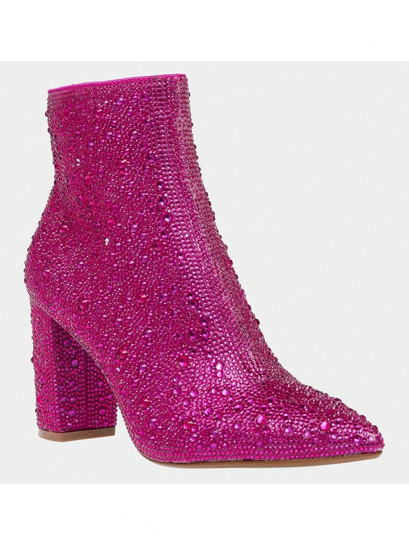 Rhinestone Boots For Women Ankle Boots Sparkly Glitter Chunky Heel Hot Dressy Party Prom Shoes