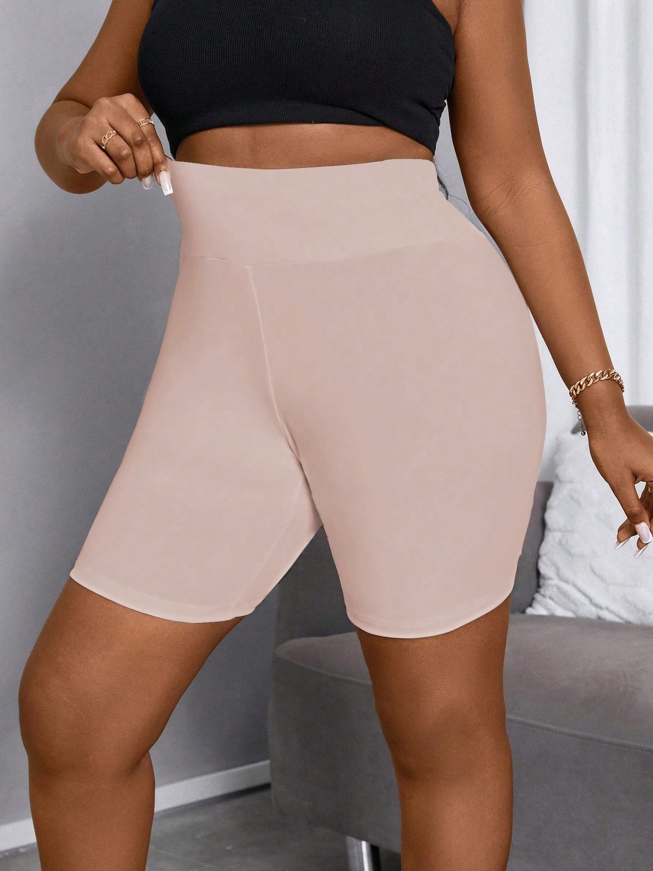 Plus Size Women's Solid Color Shorts Tights