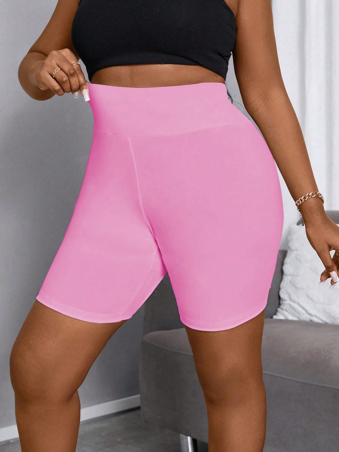 Plus Size Women's Solid Color Shorts Tights