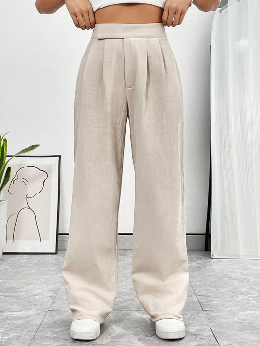 Women'S Solid Color Pleated Pants