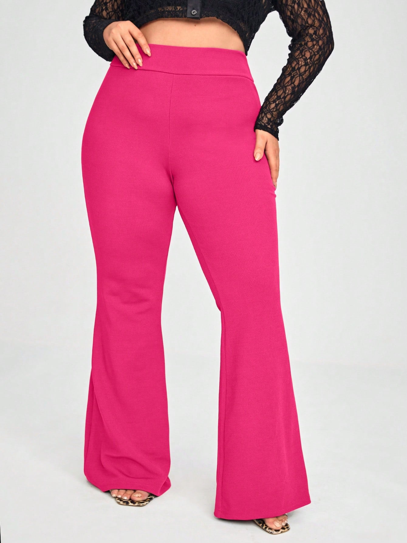 Plus High Waist Flare Leg Pants