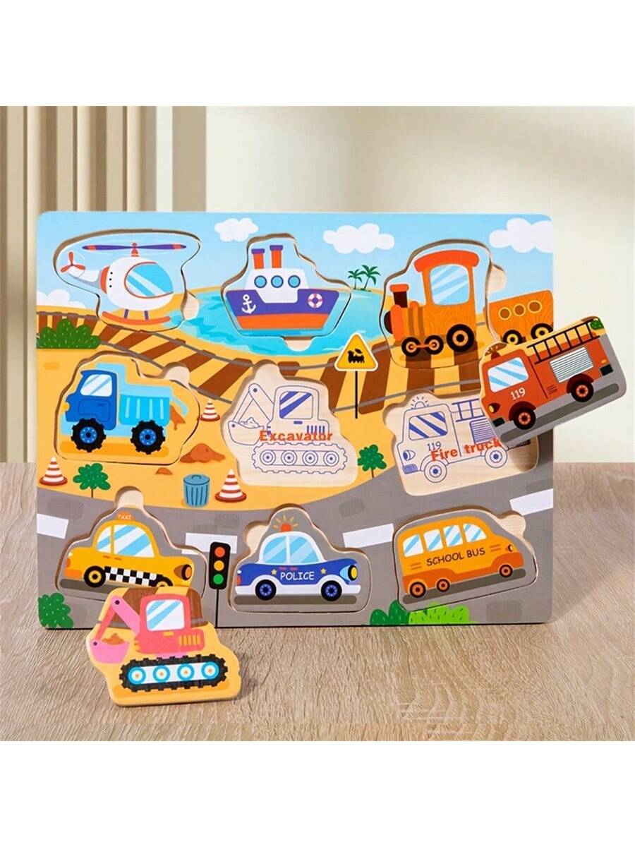 1pc Cartoon Animal & Fruit Cognition Wooden Jigsaw Puzzle Toy Set For Kids, Gift For Enlightenment