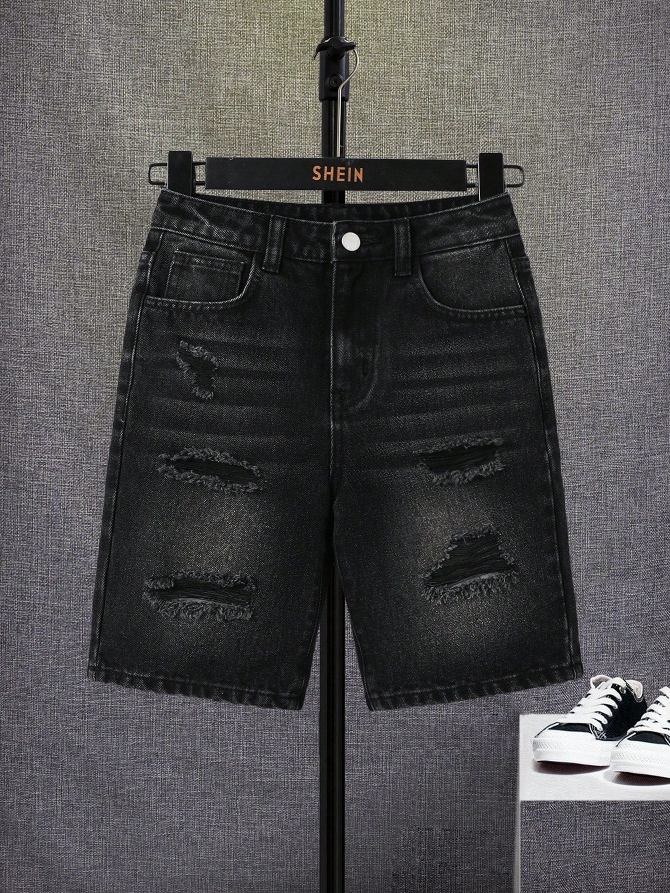 Tween Boy Fashionable Solid Color Distressed Frayed Denim Shorts