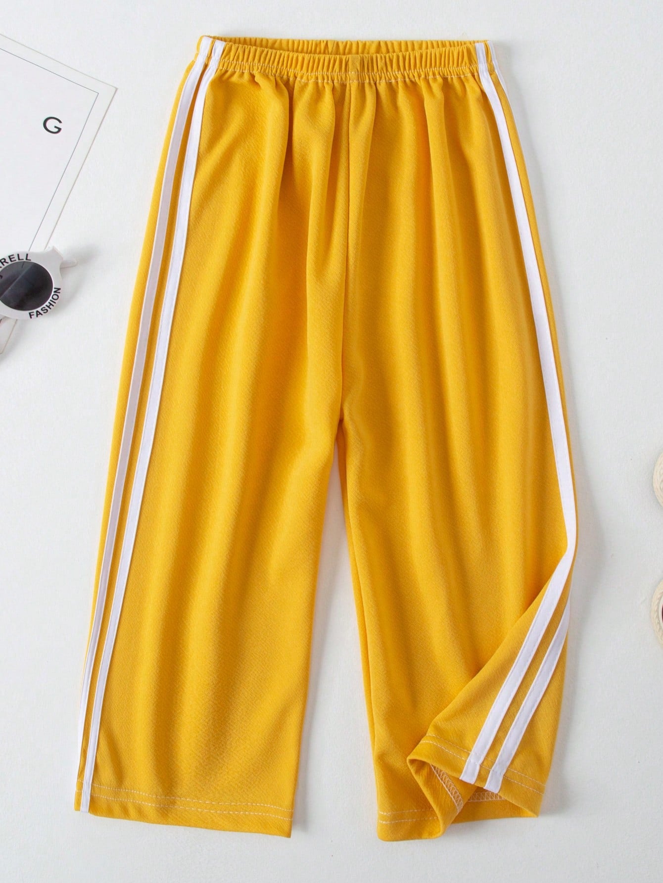 Young Girls' Summer Elastic Waist Joint Side Seam Casual Pants Made Of Ice Silk Fabric