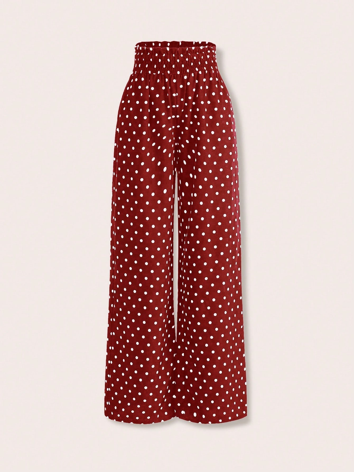 Women's Polka Dot Print Shirred Pants