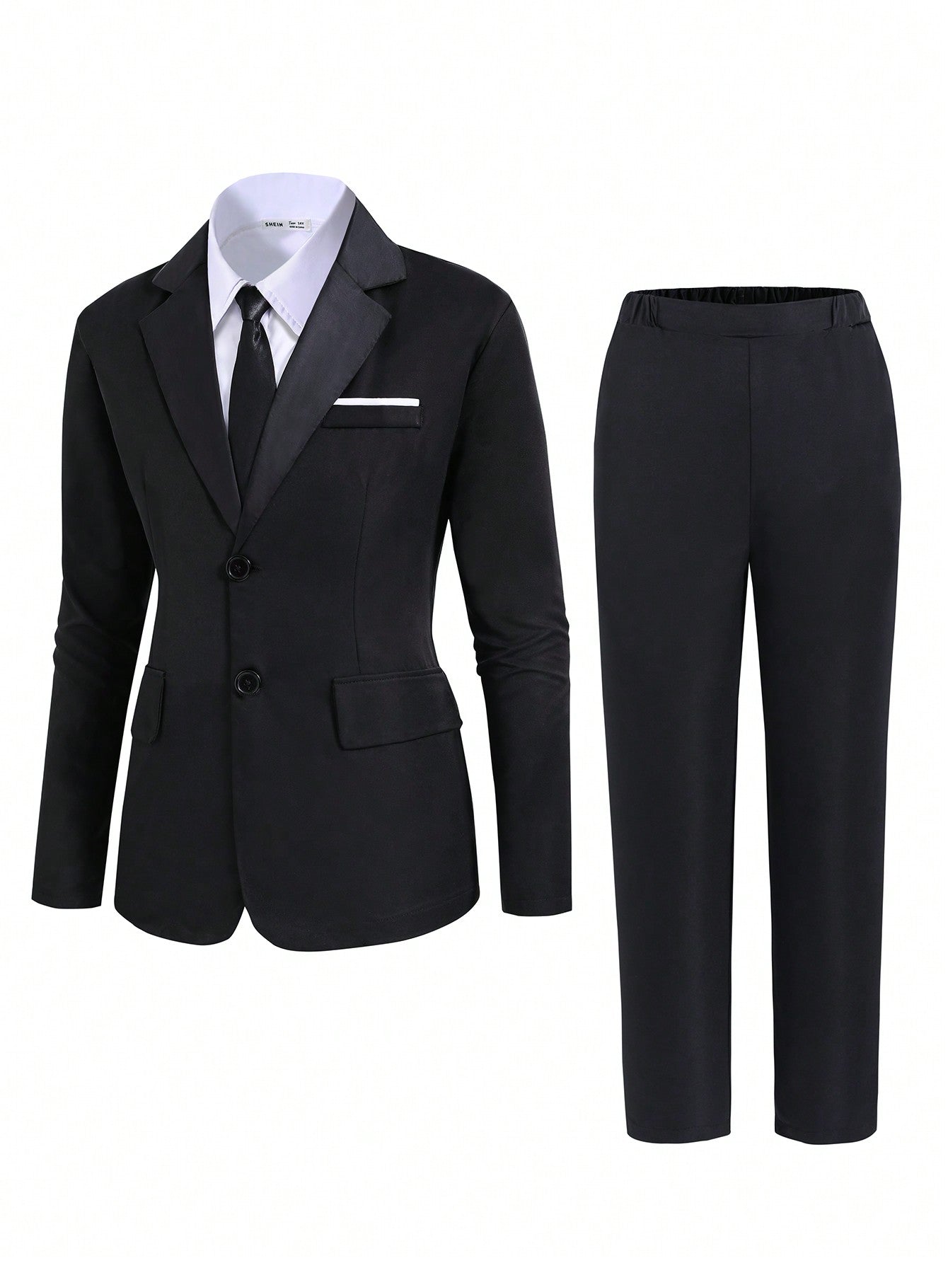 Teen Boy's Elegant &  Fancy Suit Set, Including 1 Blazer Jacket And 1 Long Trouser, For Birthday Party, Evening Party, Performance And Wedding