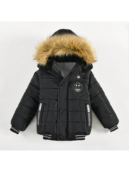 Young Boy The New Coat Boys Fashion Winter Loose Jacket Zipper Long Coat Warm Fur Collar Kids Clothes