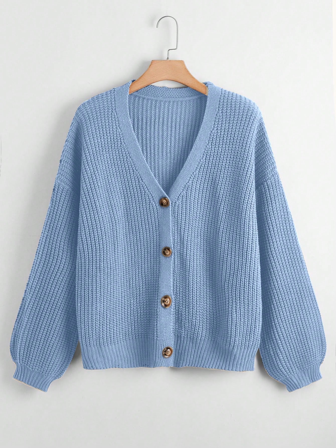 Plus Button Front Drop Shoulder Cardigan