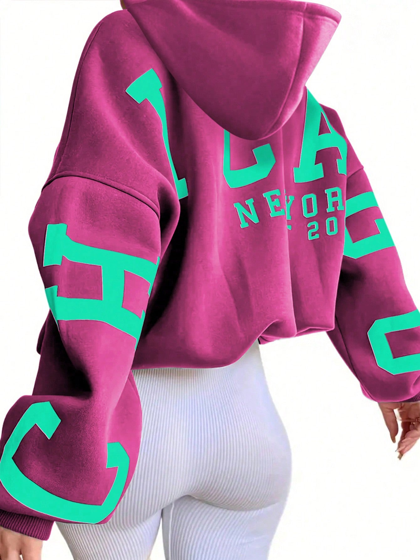 Women's Letter Print Drop-Shoulder Hoodie