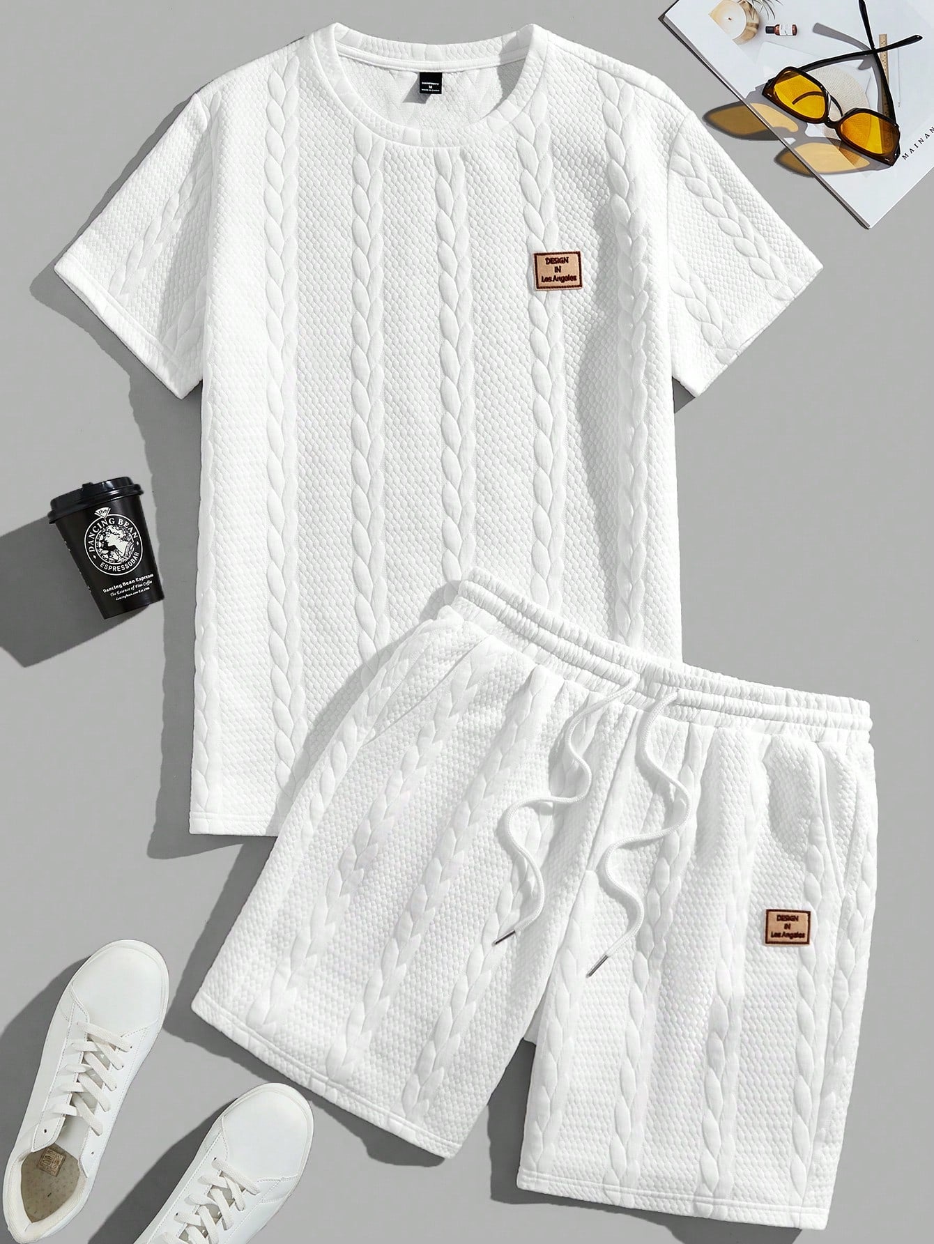 Men's Summer Letter Printed Round Neck Short Sleeve Casual T-Shirt And Drawstring Waist Shorts Set