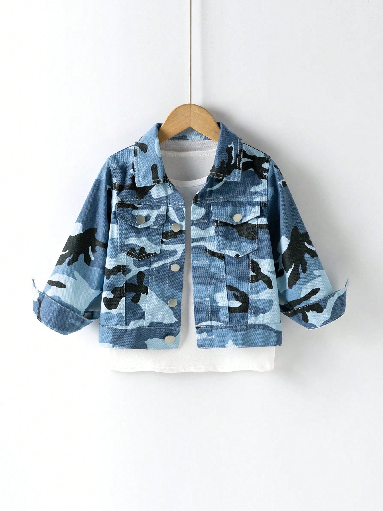 Young Boy Camo Print Denim Jacket Without Tee