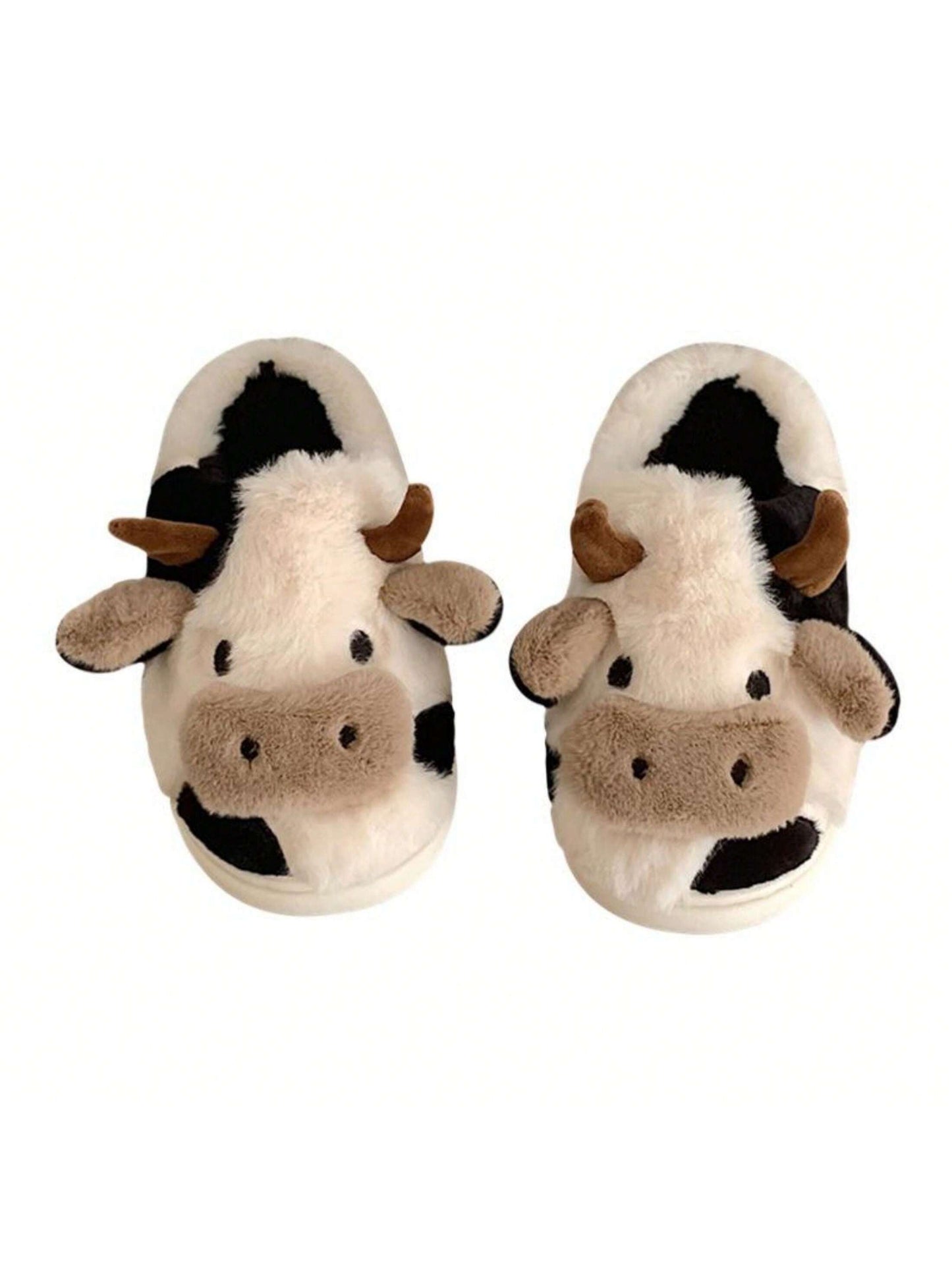 Fuzzy Cute Cow Slippers For Women Winter Warm Cozy Animal Fluffy House Slippers Cute Slippers