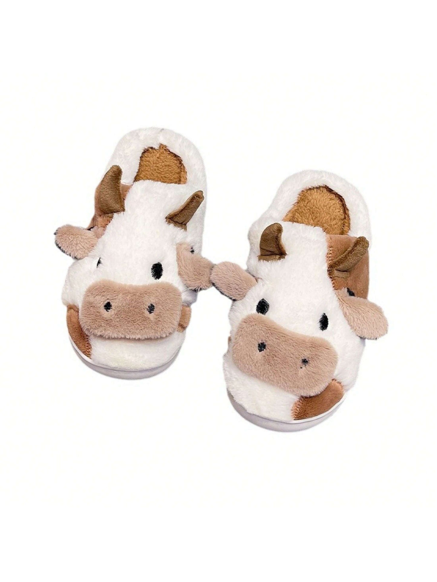 Fuzzy Cute Cow Slippers For Women Winter Warm Cozy Animal Fluffy House Slippers Cute Slippers