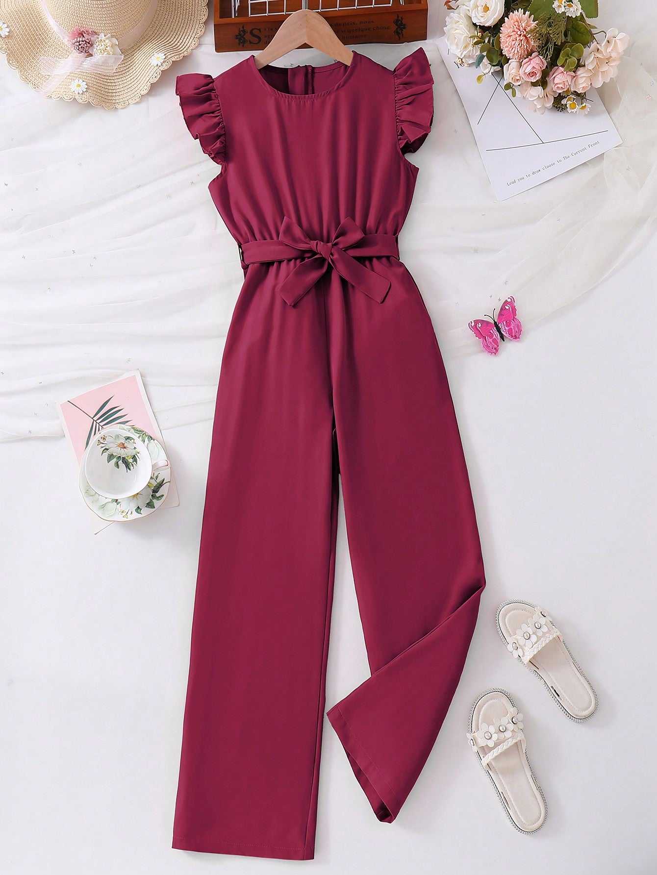 Tween Girl Ruffle Trim Jumpsuit