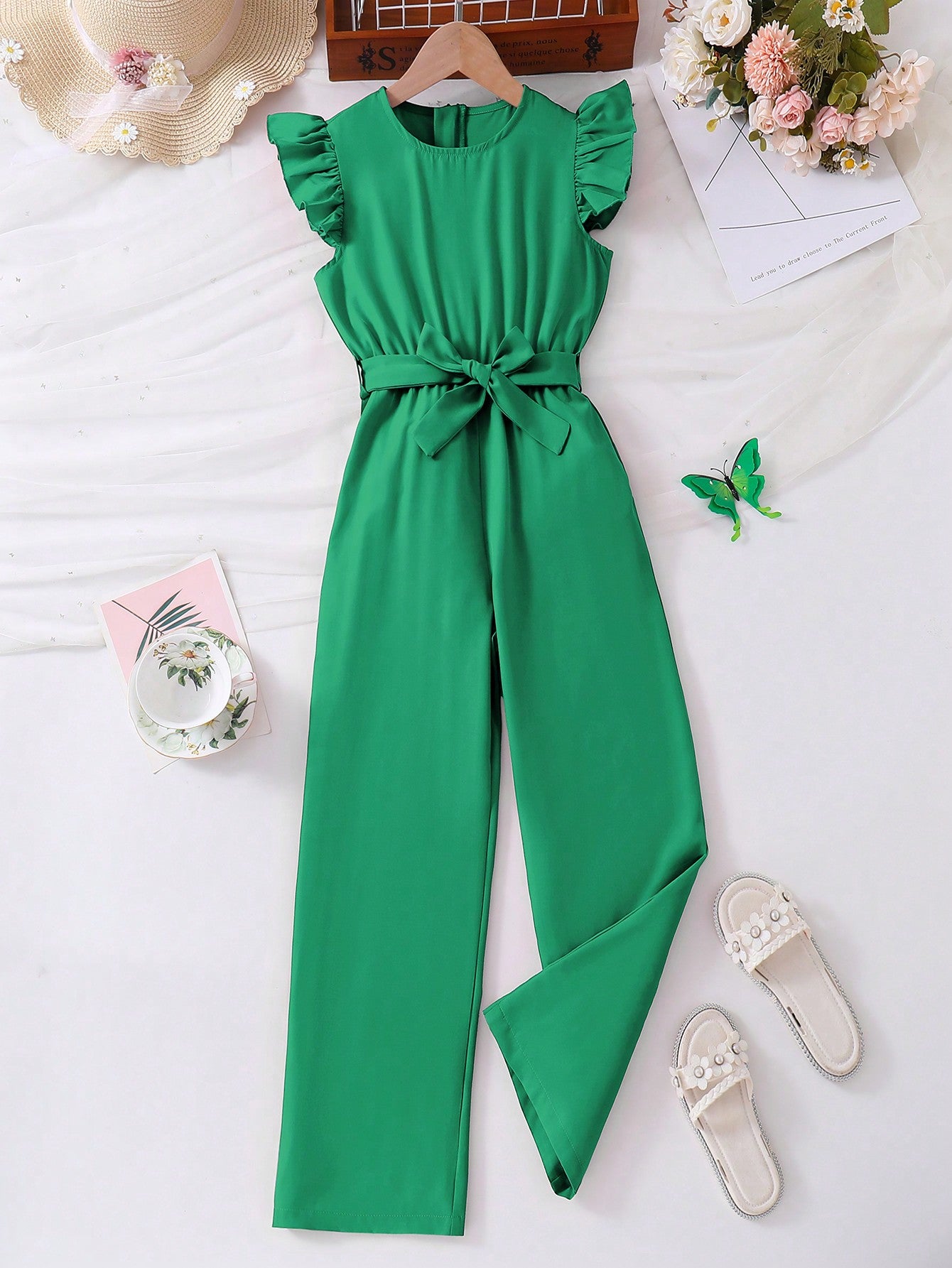 Tween Girl Ruffle Trim Jumpsuit