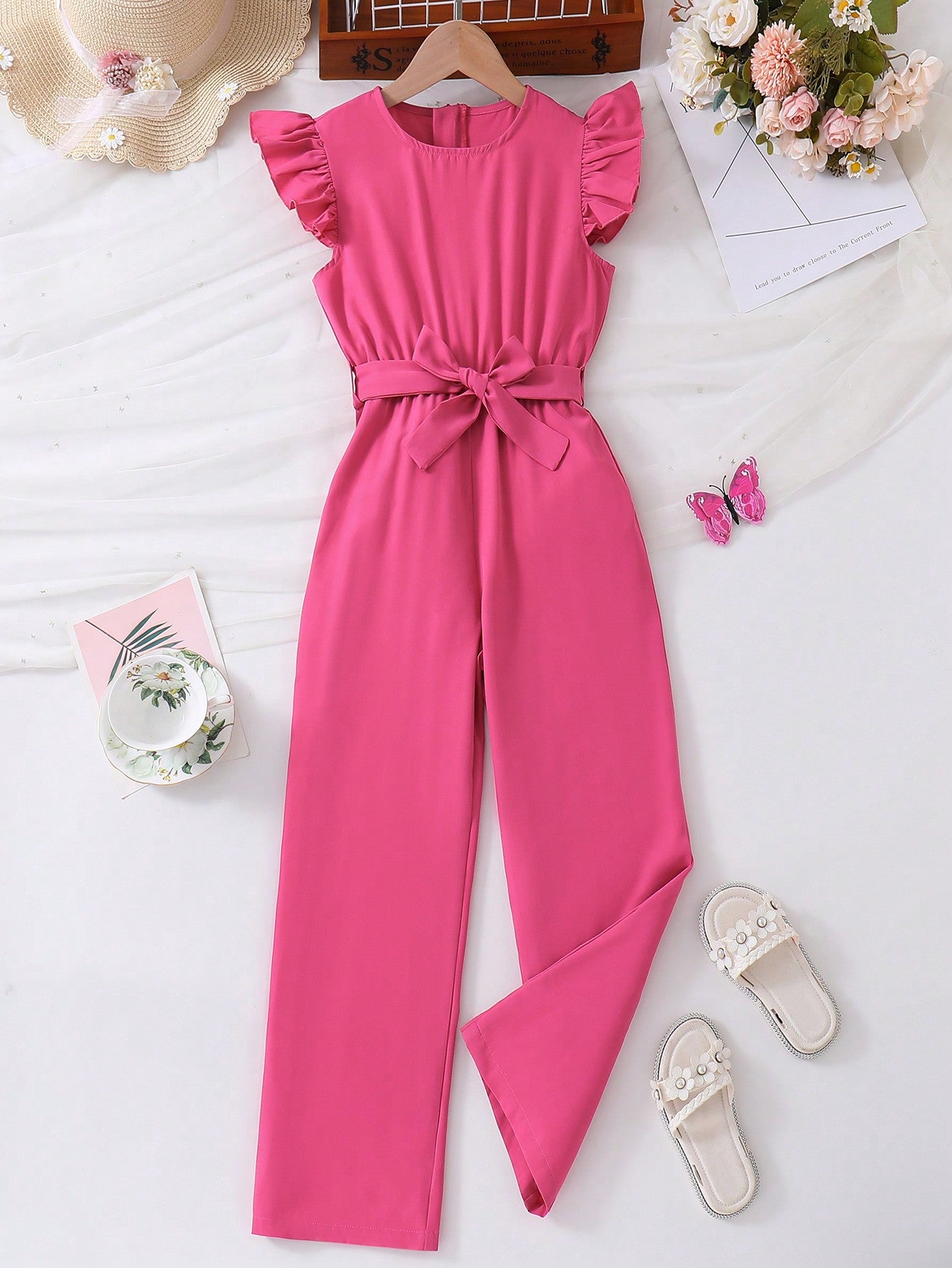 Tween Girl Ruffle Trim Jumpsuit