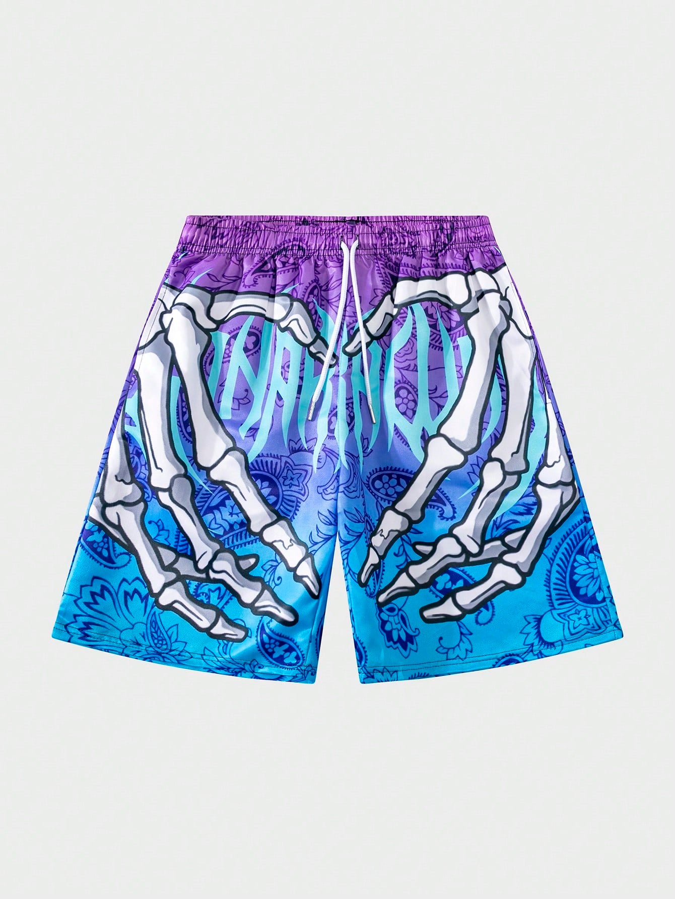 Street Life Men Shorts With Skull-Hand Print