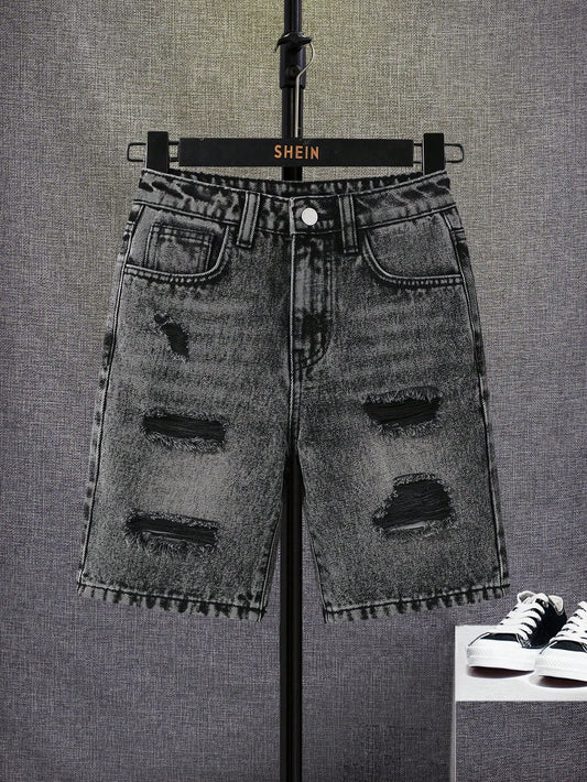 Tween Boy's Ripped Denim Shorts