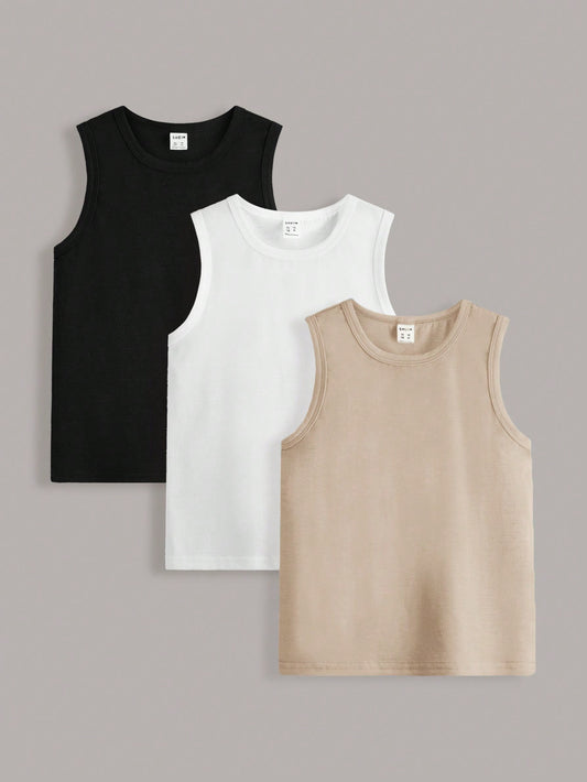 Tween Boy Fashionable Solid Color Casual Tank Top