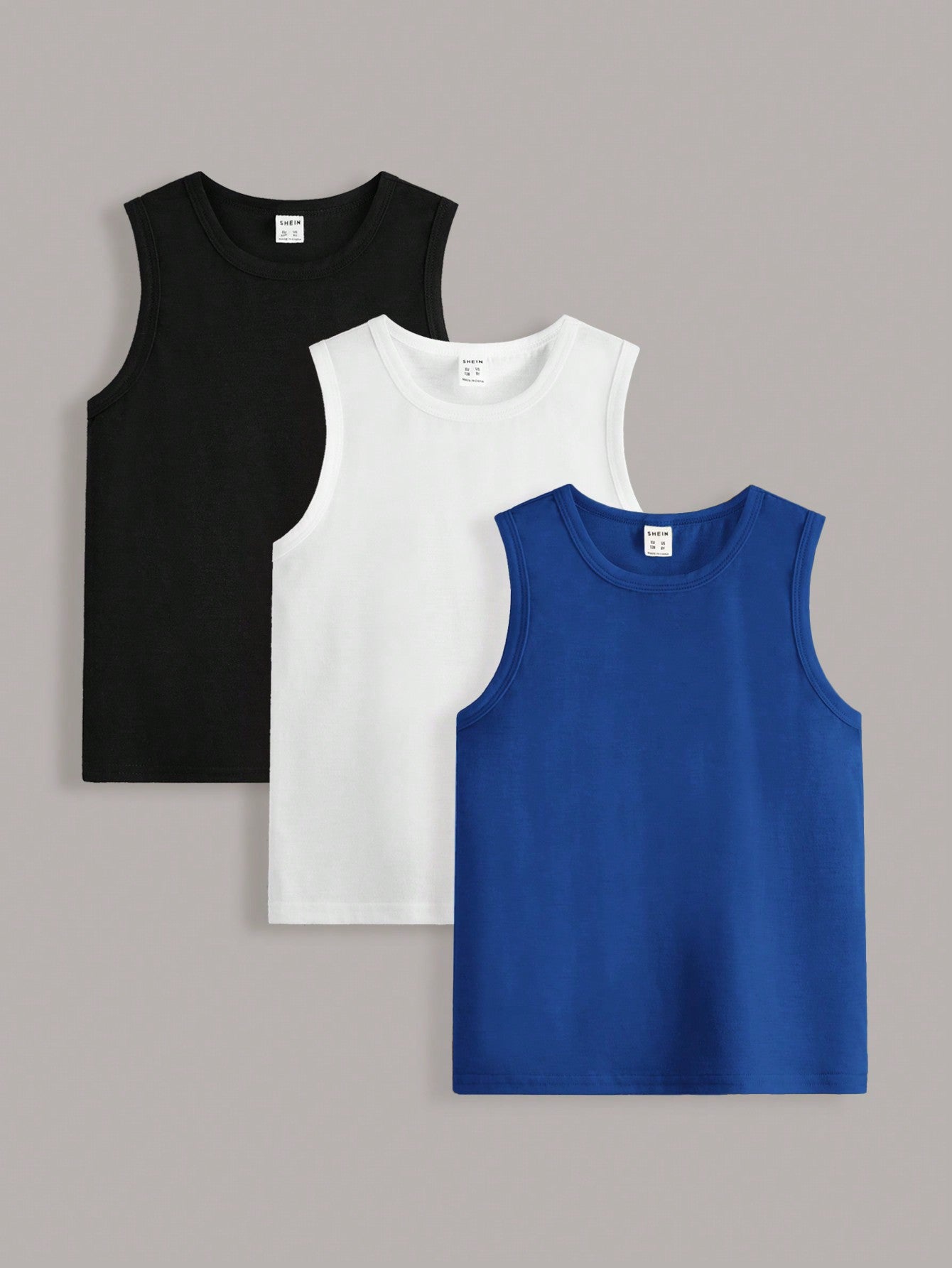 3pcs/Set Solid Color Basic Style Vest For Tween Boys' Casual Wear