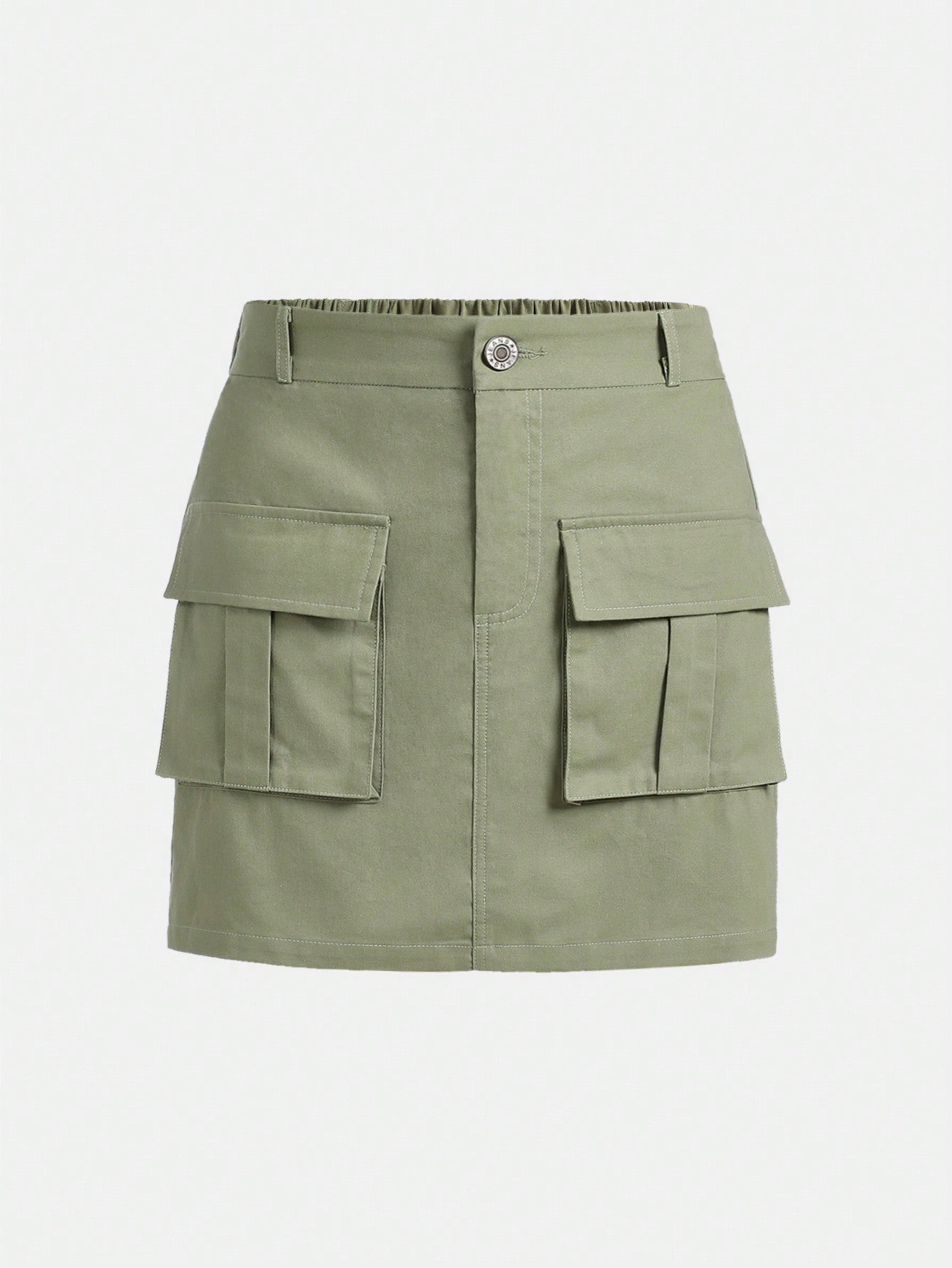 Woven Casual Teenage Girl Skirt, Flip Pocket Work Skirt