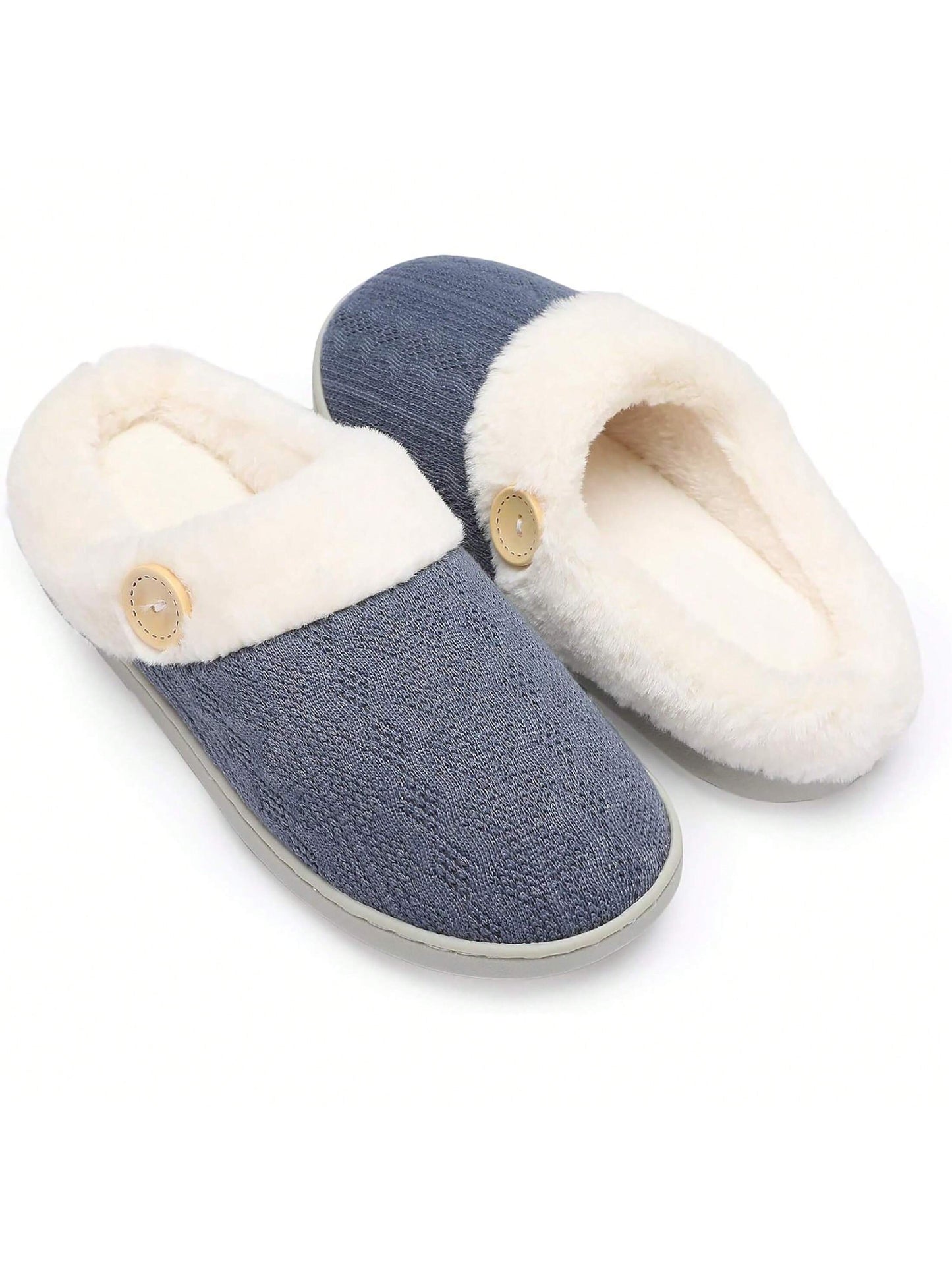 Women's Cozy Memory Foam Slippers,Fuzzy Wool-Like Plush Fleece Lined House Slippers Indoor Outdoor Slippers With Anti-Skid Rubber Sole