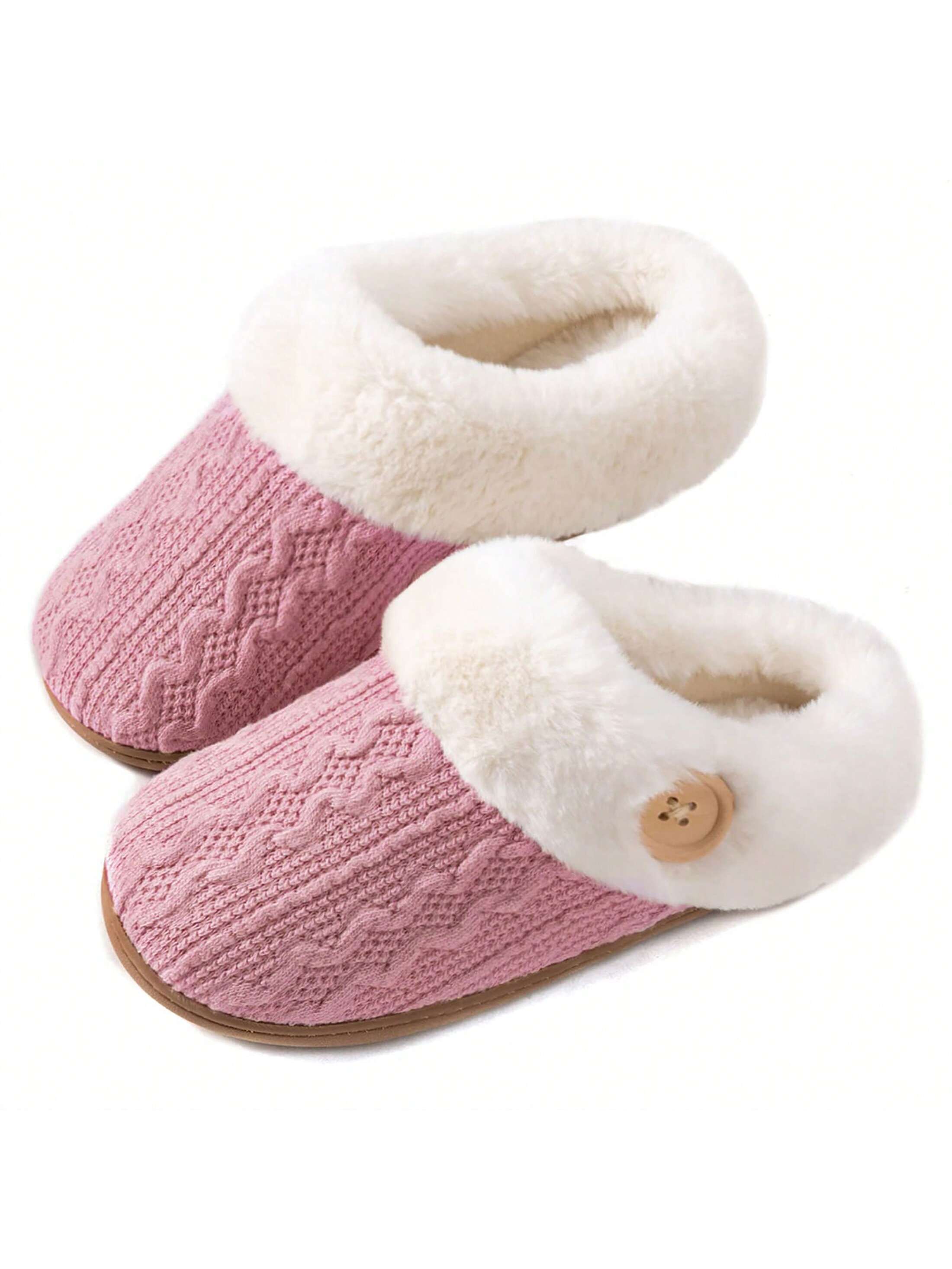 Women's Cozy Memory Foam Slippers,Fuzzy Wool-Like Plush Fleece Lined House Slippers Indoor Outdoor Slippers With Anti-Skid Rubber Sole