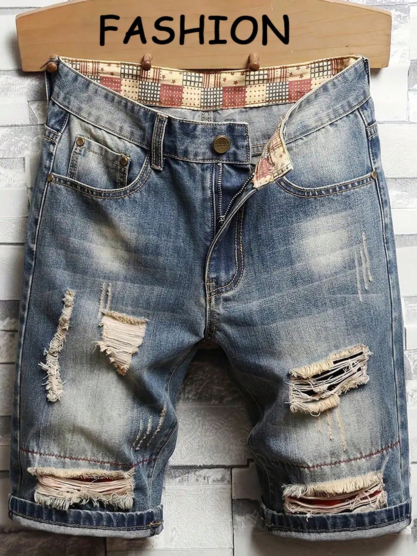 Teen Boys' Fashionable Ripped Denim Shorts