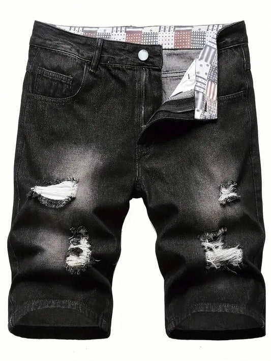 Teen Boys' Fashionable Ripped Denim Shorts