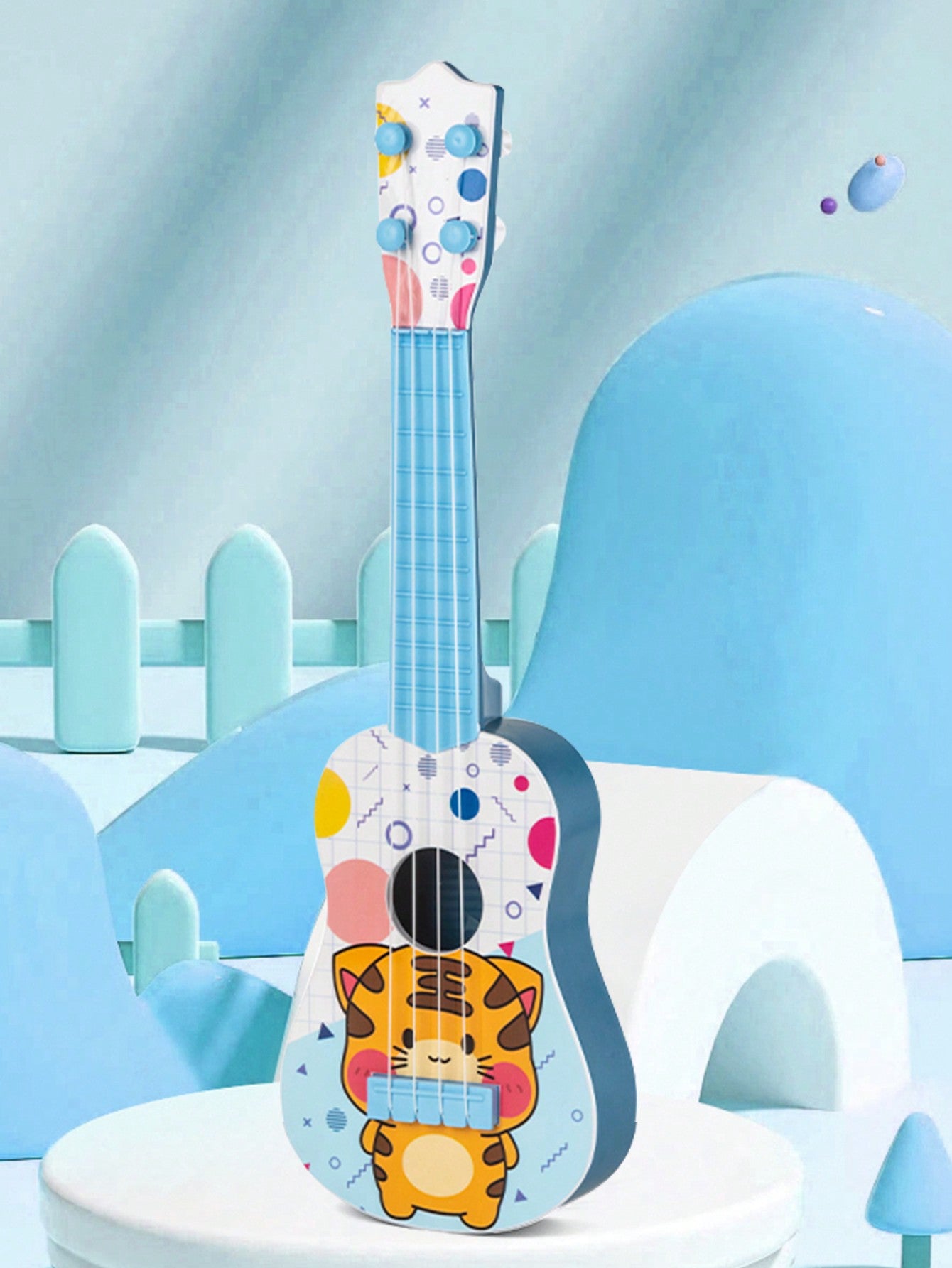 Fox-Shaped Toy Ukulele For Kids, Four Strings, Sound Hole Design, Simulated Tuning Pegs, Smooth Frets, Music Enlightenment, Interest Cultivation And Sense Of Music Enhancement. Random Accessories, Patterns, Colors, Sizes, And Packaging.