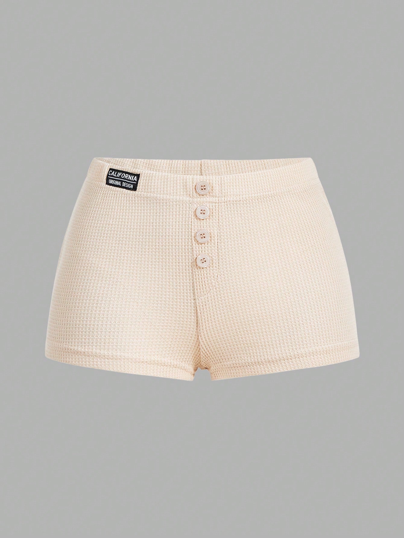 Letter Patched Detail Button Front Shorts