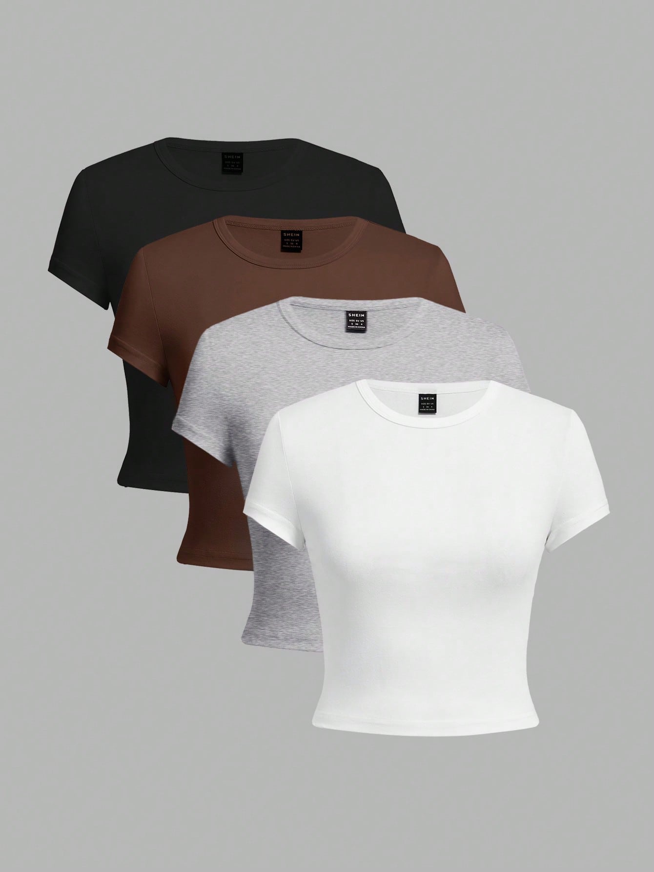 4pcs Casual Round Neck Slim Short Sleeve Women's T-Shirt, Suitable For Summer