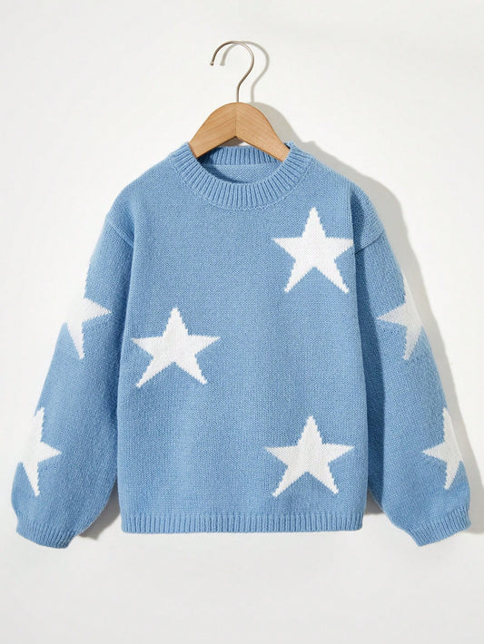 Young Girl's Star Design Sweater Pullover