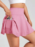 Women's High Waisted Solid Color Skirt With Phone Pocket
