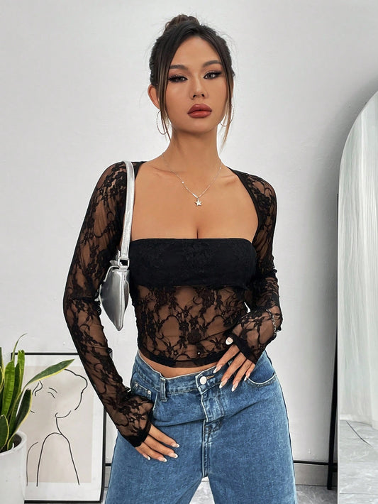 Women'S Hollow Out Lace Top