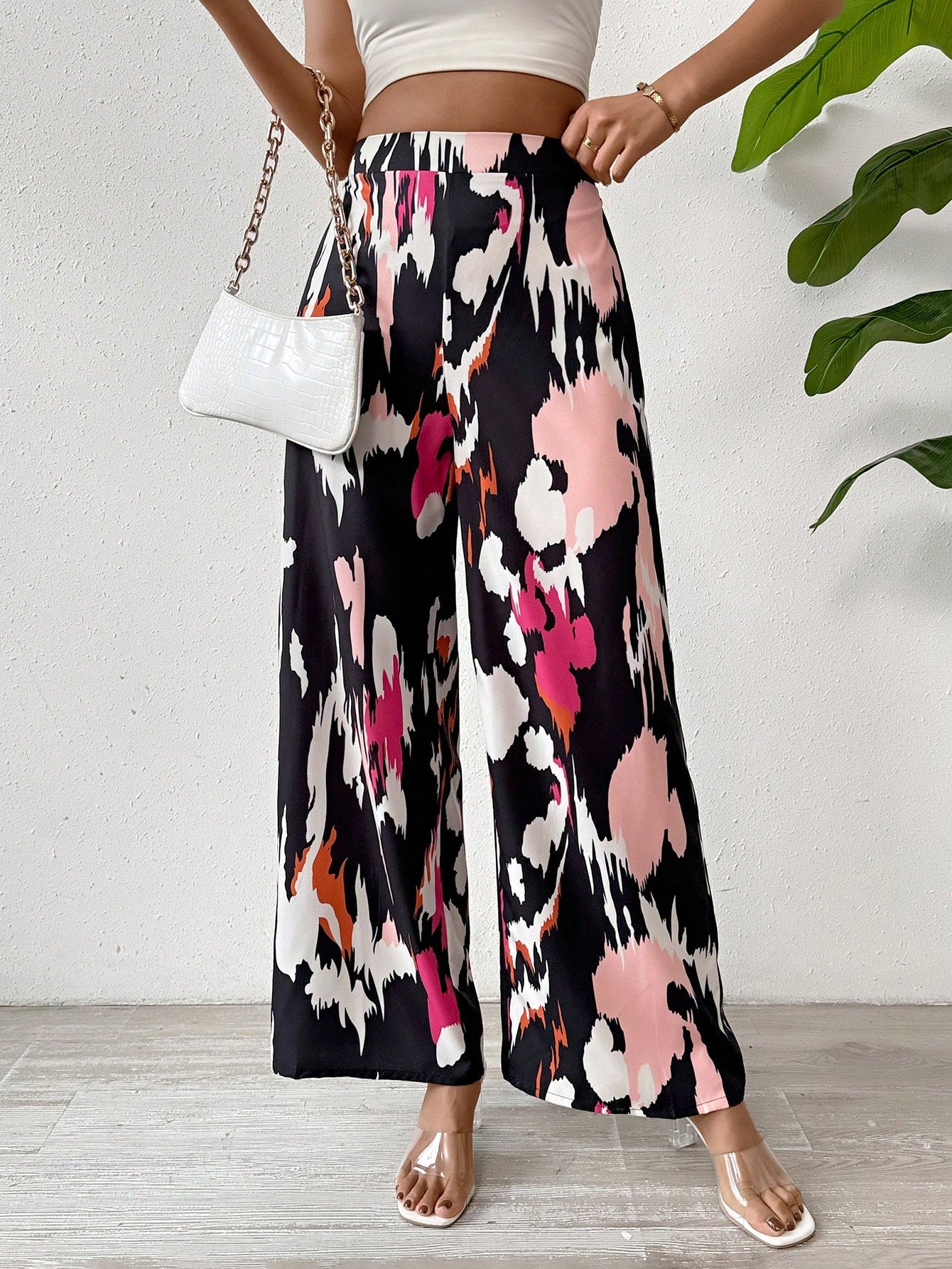 Women Y2k Floral Printed Simple Wide-Leg Pants