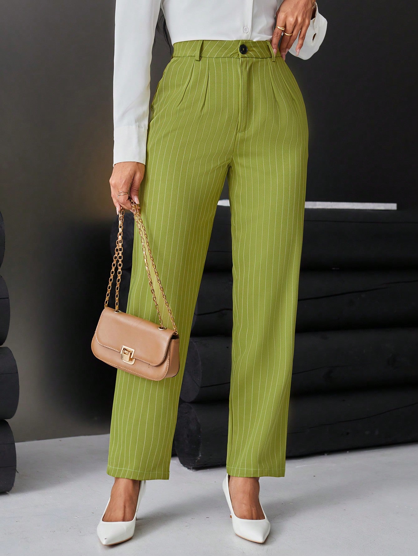 Women's Striped Slant Pocket Suit Pants