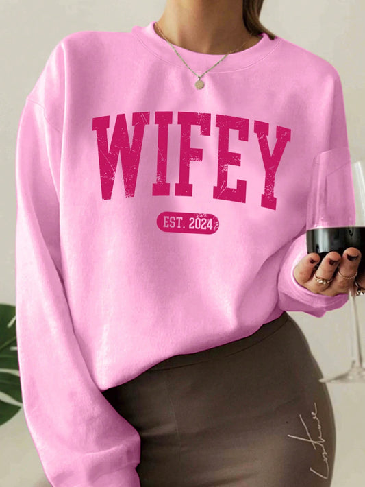 Women's Letter Printed Crew Neck Sweatshirt