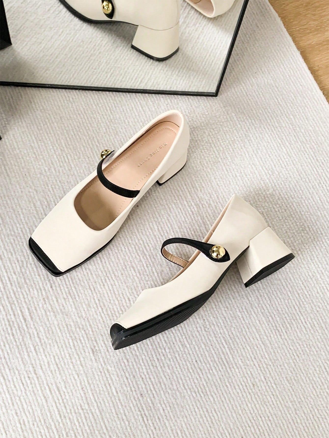 New Fashion Women's Chunky Heel Pumps With Color Block Design