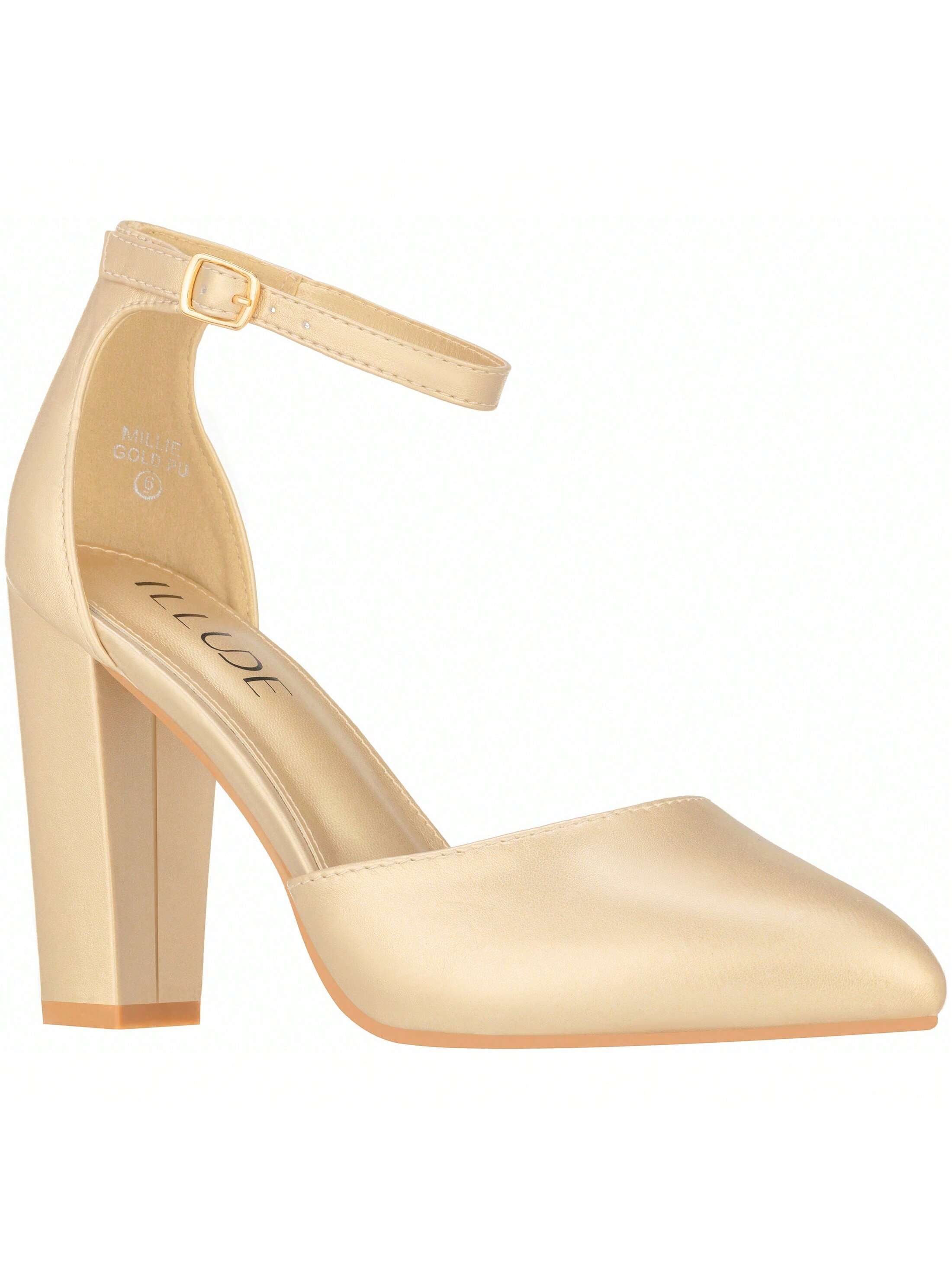 Women Point Toe Chunky Heeled Pumps Ankle Strap Pumps High Heel Ankle Strap Pump