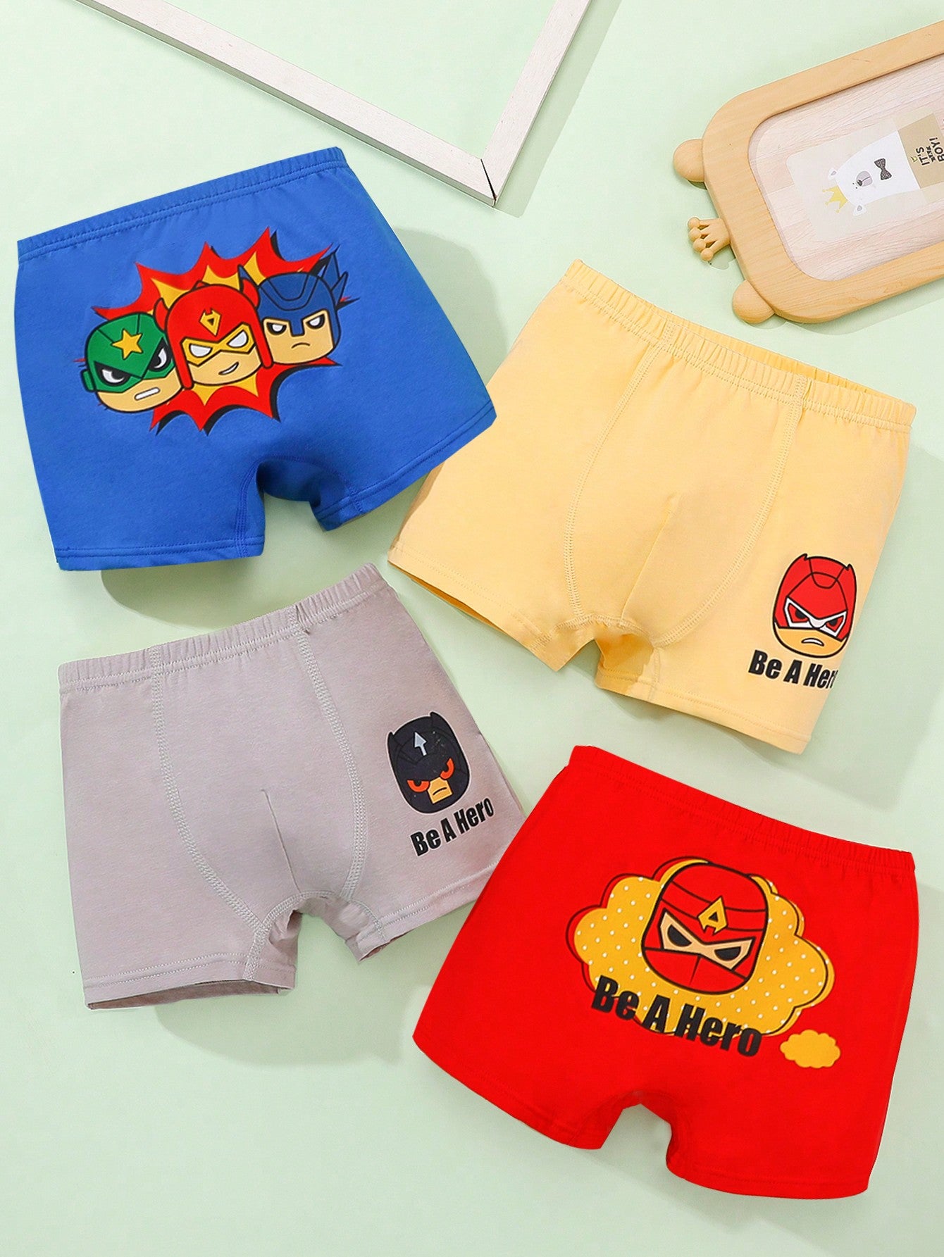 4pcs Boys' Simple And Fashionable Printed Boxer Briefs