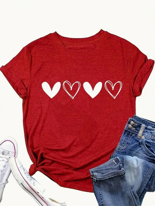 Valentine's Day Heart Print T-Shirt