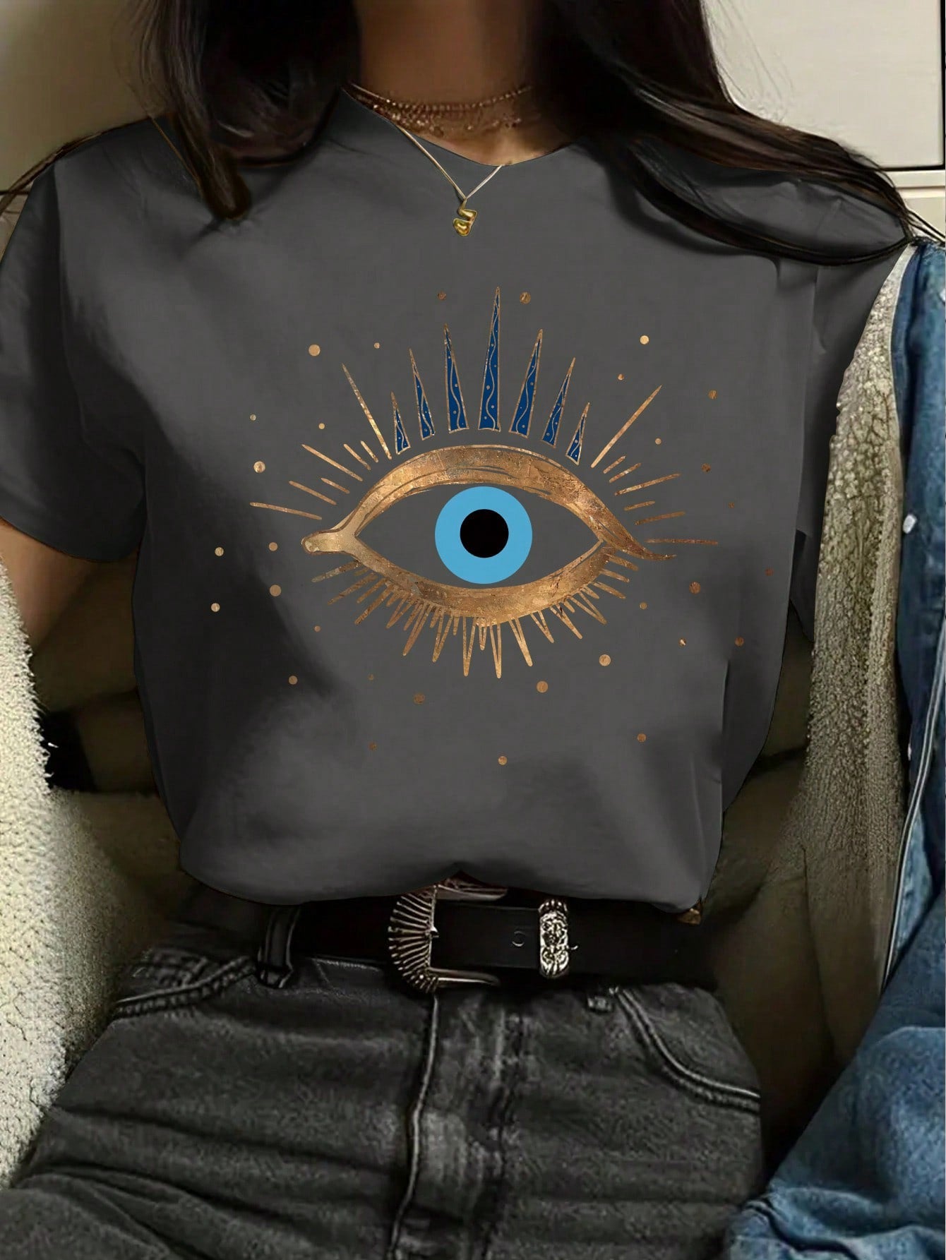 Women's Eye Print Short Sleeve T-Shirt